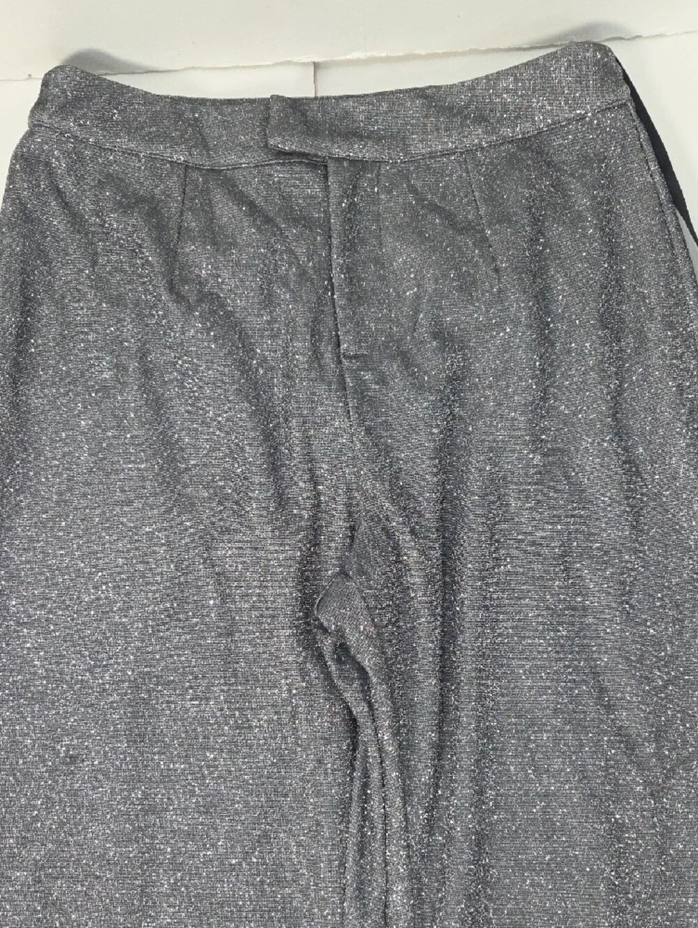 SLA The Label Santorini Womens Glitter Grey Wide-Leg Trousers M